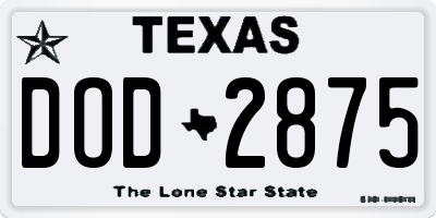 TX license plate DOD2875