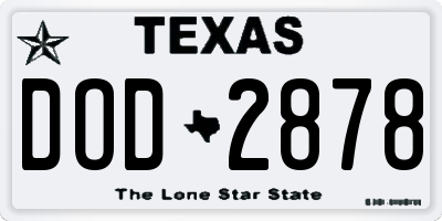 TX license plate DOD2878