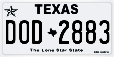 TX license plate DOD2883