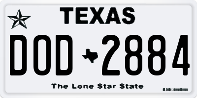 TX license plate DOD2884