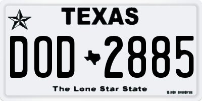 TX license plate DOD2885