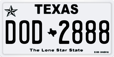 TX license plate DOD2888