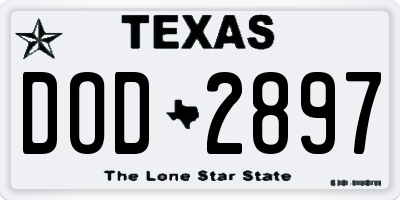 TX license plate DOD2897