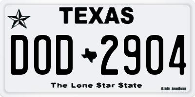 TX license plate DOD2904