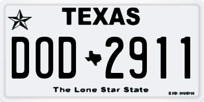 TX license plate DOD2911