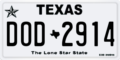 TX license plate DOD2914
