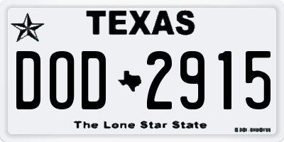 TX license plate DOD2915