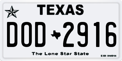 TX license plate DOD2916