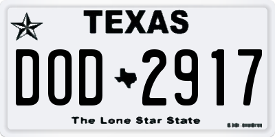 TX license plate DOD2917
