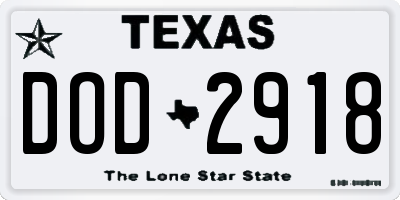 TX license plate DOD2918
