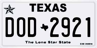 TX license plate DOD2921
