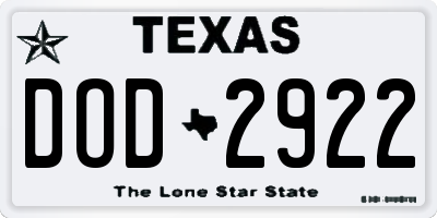TX license plate DOD2922