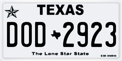 TX license plate DOD2923