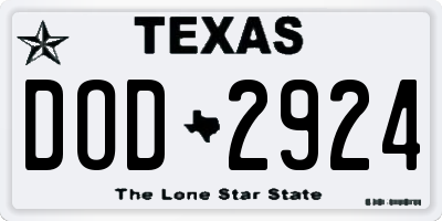 TX license plate DOD2924