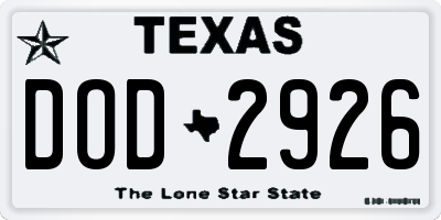 TX license plate DOD2926