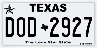 TX license plate DOD2927