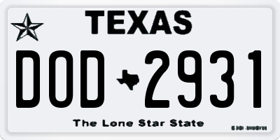 TX license plate DOD2931