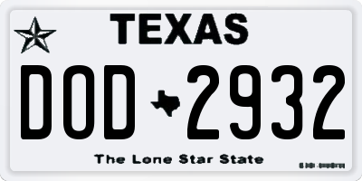 TX license plate DOD2932