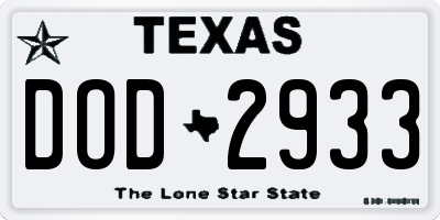 TX license plate DOD2933