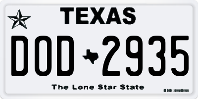 TX license plate DOD2935