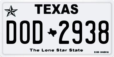 TX license plate DOD2938
