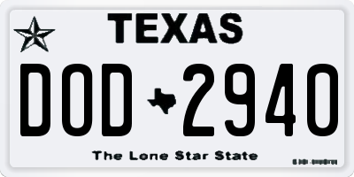 TX license plate DOD2940