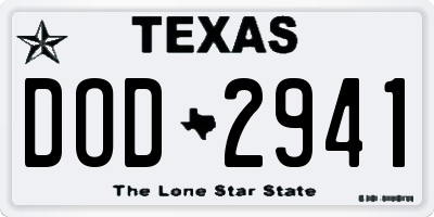 TX license plate DOD2941