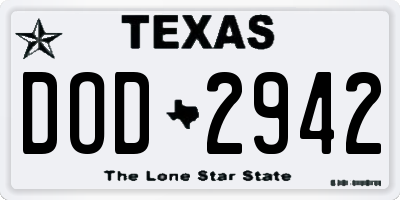 TX license plate DOD2942
