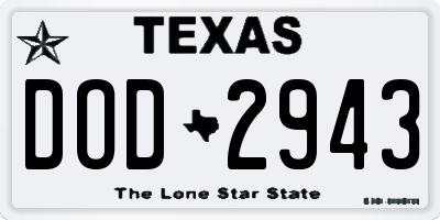 TX license plate DOD2943