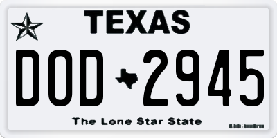 TX license plate DOD2945