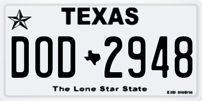 TX license plate DOD2948