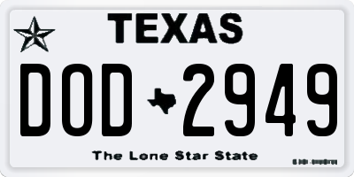 TX license plate DOD2949