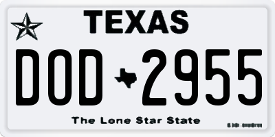 TX license plate DOD2955