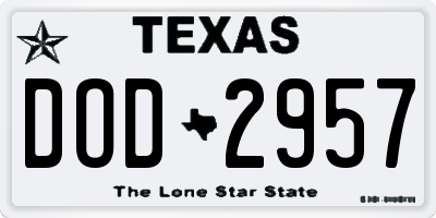 TX license plate DOD2957