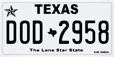 TX license plate DOD2958