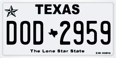 TX license plate DOD2959