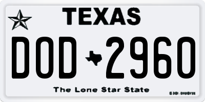 TX license plate DOD2960