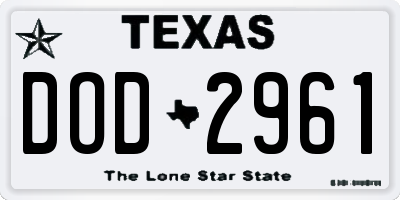 TX license plate DOD2961