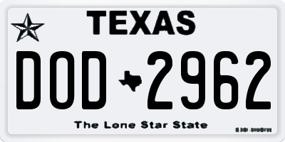 TX license plate DOD2962