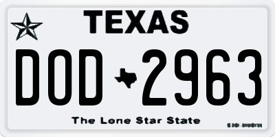 TX license plate DOD2963