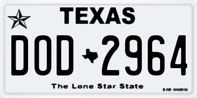 TX license plate DOD2964