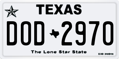 TX license plate DOD2970