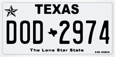 TX license plate DOD2974