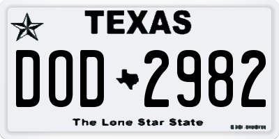TX license plate DOD2982