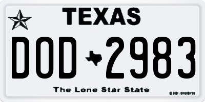 TX license plate DOD2983