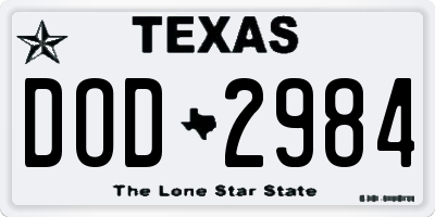 TX license plate DOD2984