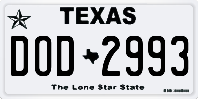 TX license plate DOD2993