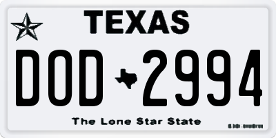 TX license plate DOD2994