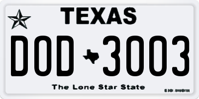 TX license plate DOD3003