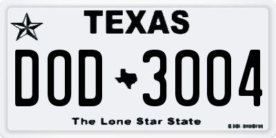 TX license plate DOD3004